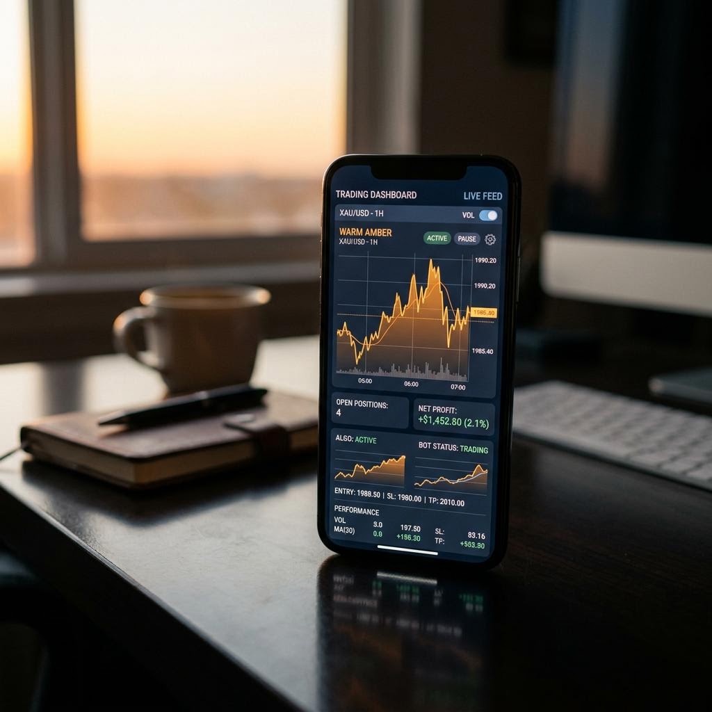 Interface da plataforma de trading com IA Choice Rentecto no celular